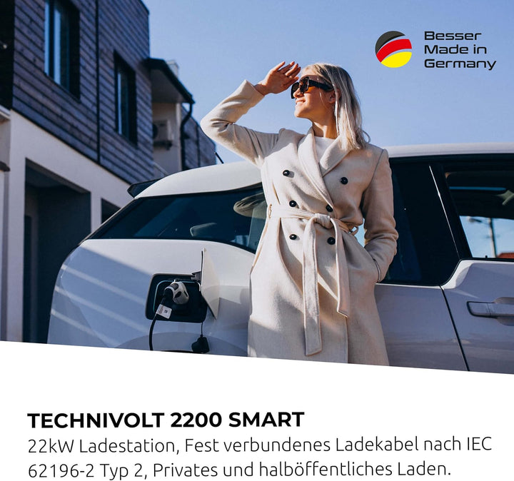 TechniSat TECHNIVOLT 2200 Smart-22kW Ladestation/Wallbox für E-Autos mit integrierter Ladesteckdose