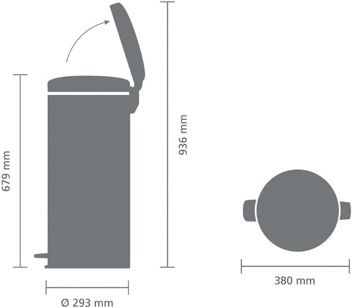 Brabantia Treteimer mit Inneneimer aus Kunststoff, stahl, Brilliant Steel, 30 Liter Brilliant Stahl