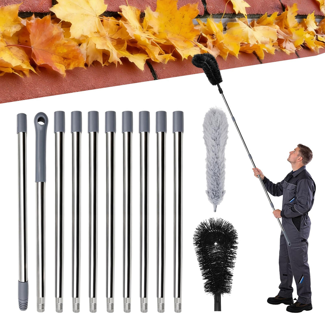 Gutter Reinigungsbürste Kit, Ausziehbare Dachbürste, Gebogenes Designwerkzeug, Geeignet für die Rein