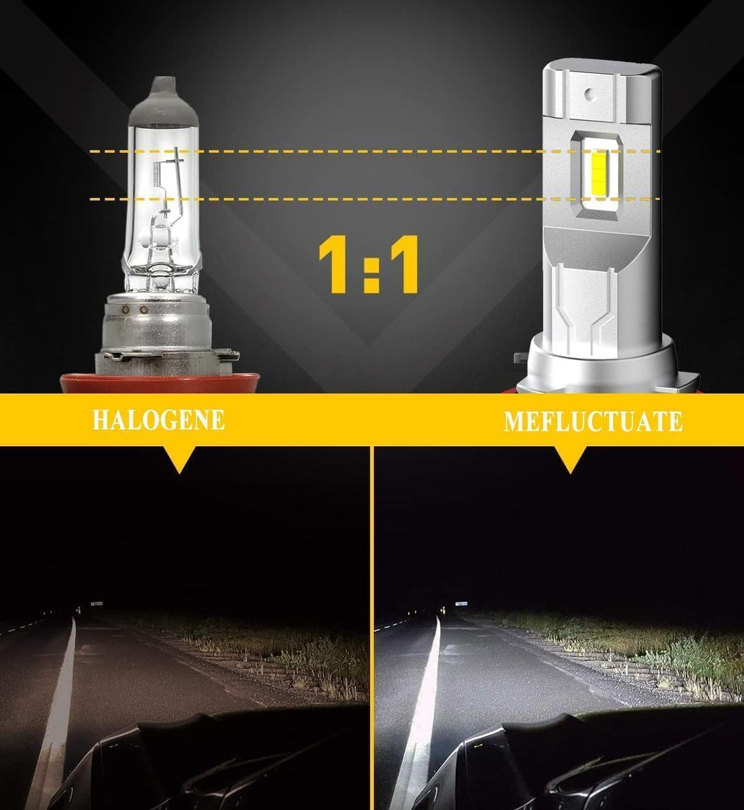 Halogen Auto Lampen H11, 300% Helligkeit als Halogenlampen 6000K Kaltes Weiss,1:1 Mini-Grösse, 2 Stü