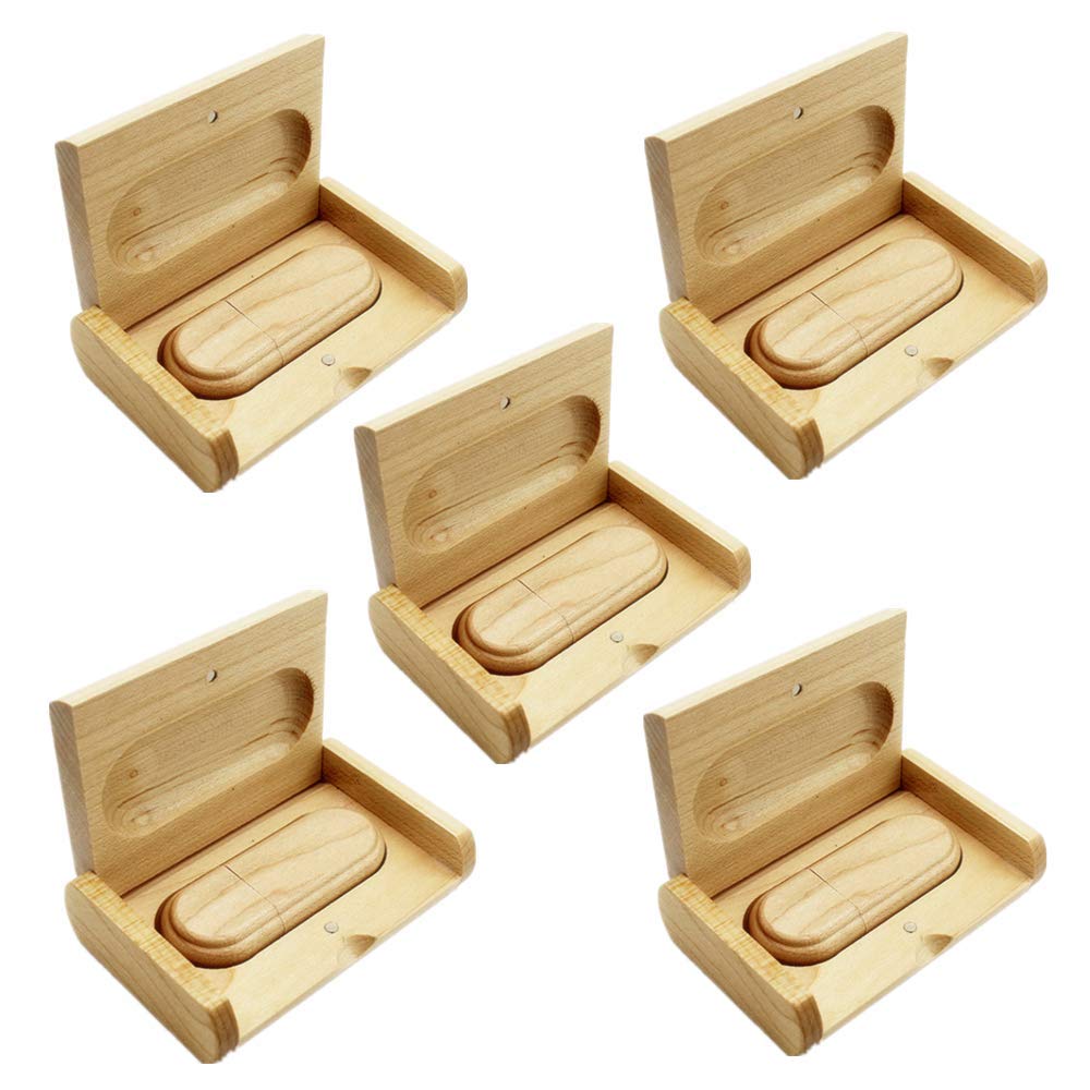 Anloter Wood Flash Drives 5 Pack Wooden USB Drive 32GB USB 2.0 Thumb Drive USB Flash Drive Wooden Me