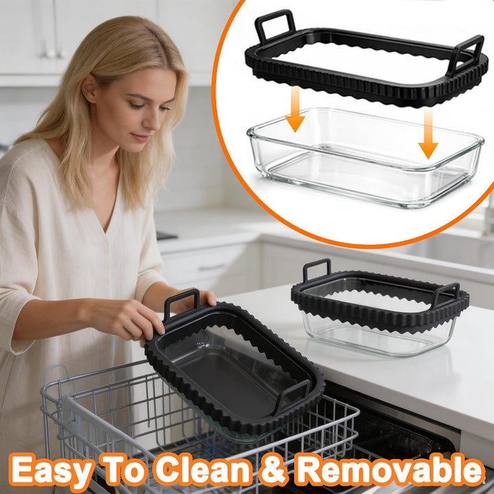 2 Stück Glas Auflaufform Airfryer für Ninja Cosori Philips, Airfryer Glasbehälter mit Herausnehmbare
