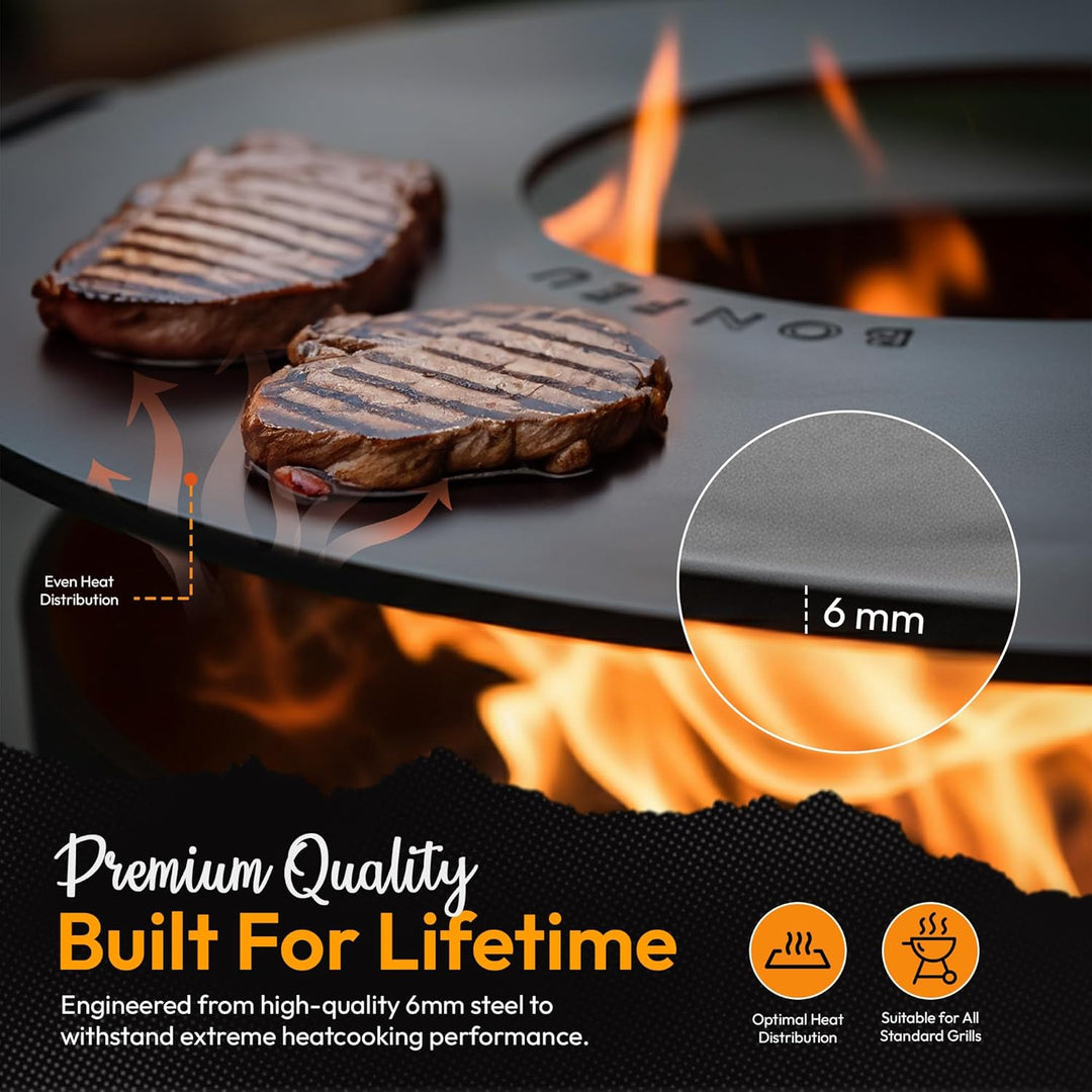 BonFeu Plancha Feuerplatte Ø80cm - 6mm Dick - Grillplatte Rund - Grillplatte für Feuertonne - Feuerp