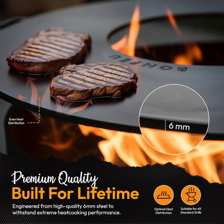BonFeu Plancha Feuerplatte Ø80cm - 6mm Dick - Grillplatte Rund - Grillplatte für Feuertonne - Feuerp