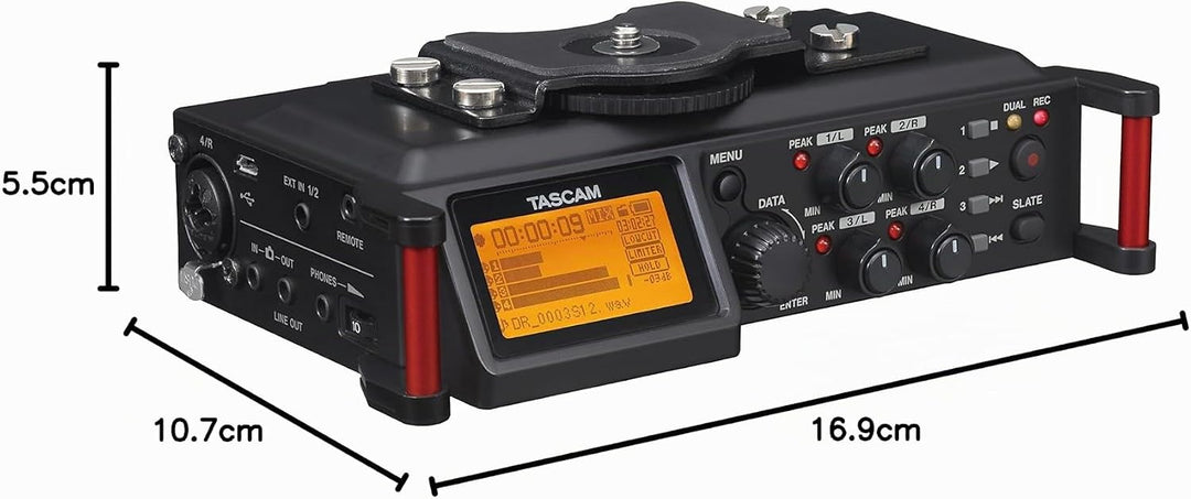 Tascam DR-70D – 4-Kanal-Audiorecorder für DSLR-Kameras Single, Single