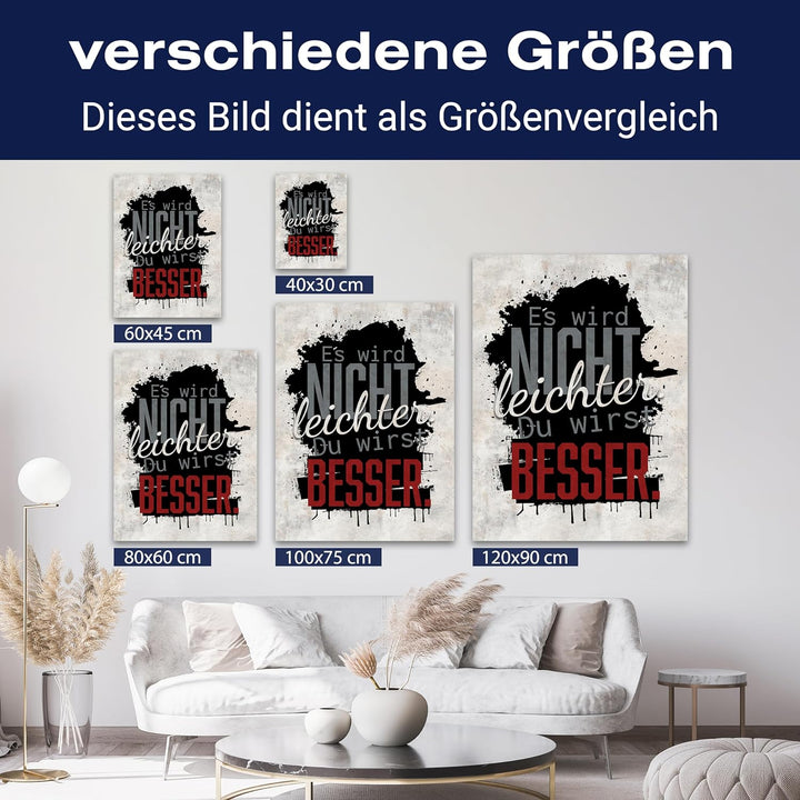 wandmotiv24 Motivations Motiv als Leinwandbild, 60x45cm, Hochformat, Motivation, Leichter, Beton, Gr