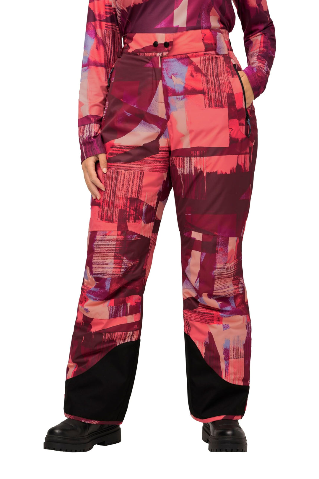 Ulla Popken Damen Skihose Bergaquarelldruck, Wasserdicht Hose, 42
