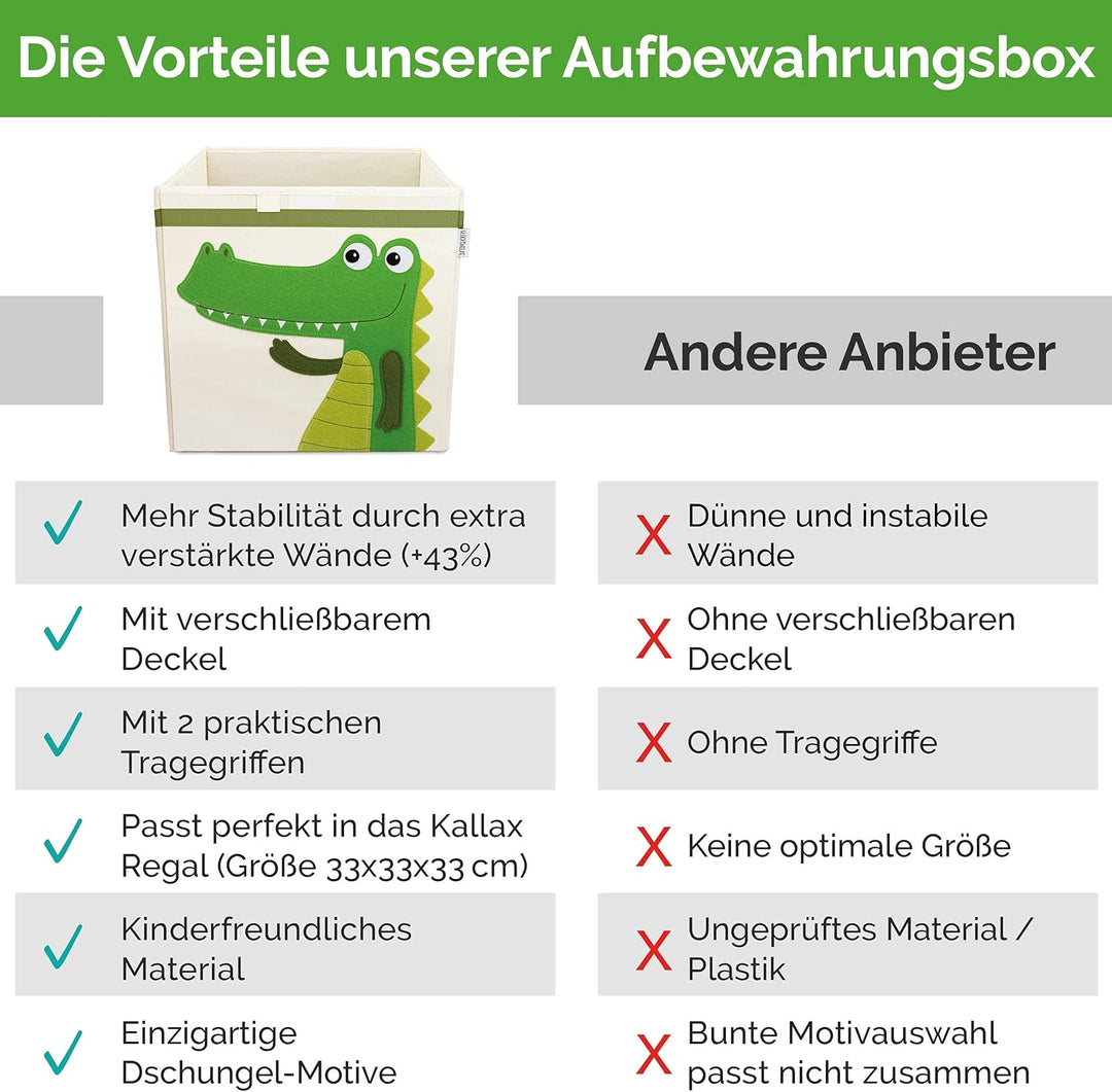 GLÜCKSWOLKE Aufbewahrungsbox Kinder - 15 Motive I Spielzeugkiste mit Deckel für Kinderzimmer I Spiel