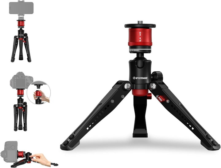 IFOOTAGE Mini Stativ für Kamera,Mini Kamerastativ,Handy Stativ mit Aluminium,Tischstativ für Fotogra