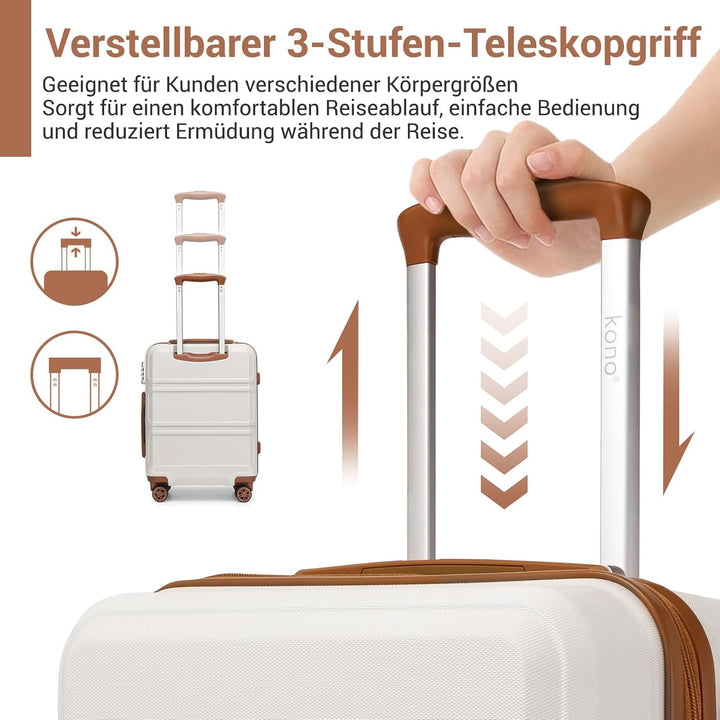 KONO Koffer Trolley Reisekoffer aus ABS+PC – Leichter Hartschalenkoffer mit 4 Zwillingsrollen und TS