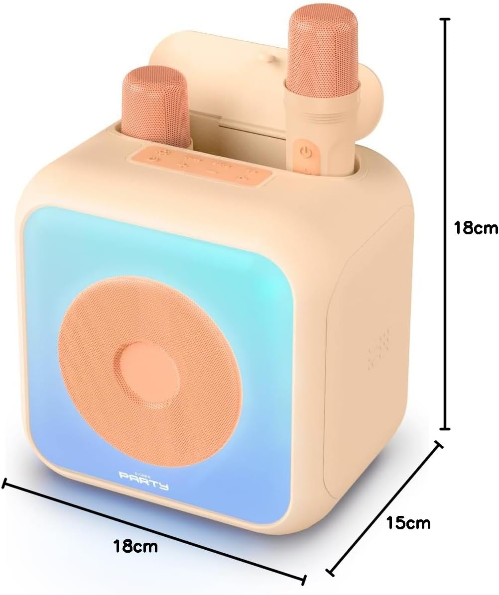 BIGBEN PARTYBTKMP Karaoke-Bluetooth-Lautsprecher mit Mikrofon, Gesamtmusikalische Leistung 30 W, 2 M