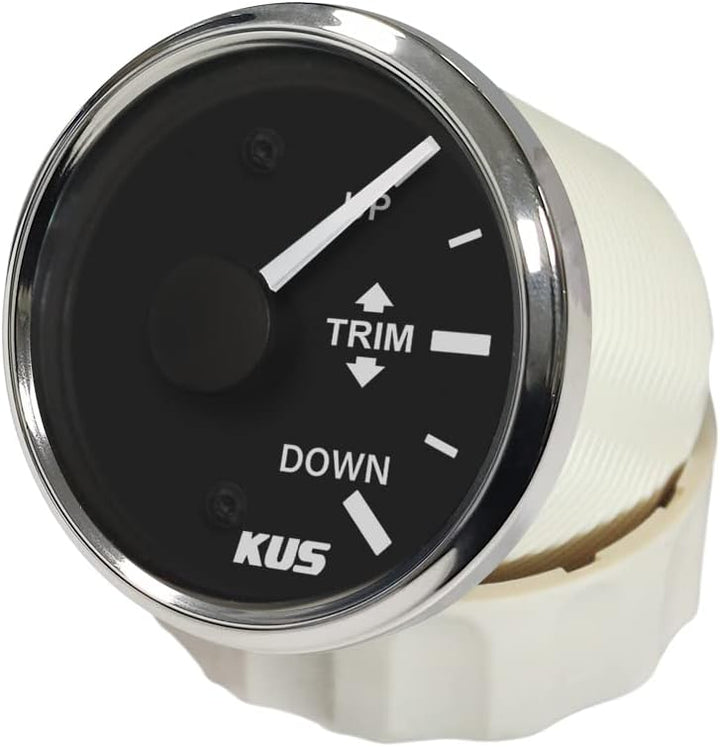 KUS wasserfest Trim Gauge Meter oben 52mm 12V/24V mit Hintergrundbeleuchtung Schwarz, Schwarz