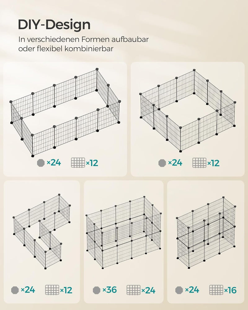 SONGMICS Freilauf, DIY-Kleintiergehege, Kleintierkäfig, Welpenauslauf, Kaninchen, Meerschweinchen, M