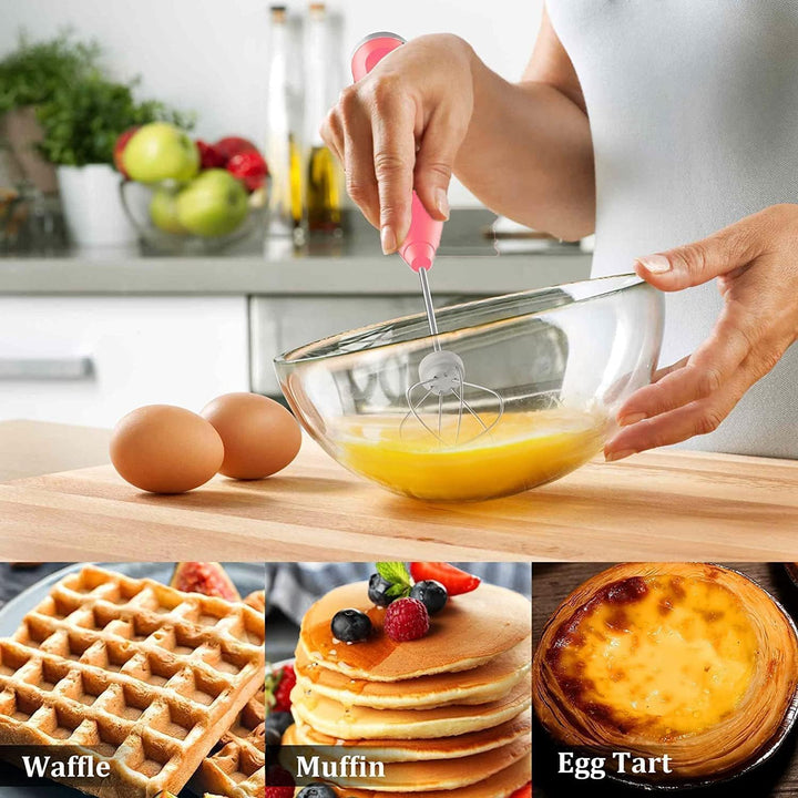 Elektrische Milchaufschäumer, Handheld Milchschäumer Stab mit 2 Schneebesen-Köpfen, Wiederaufladbare