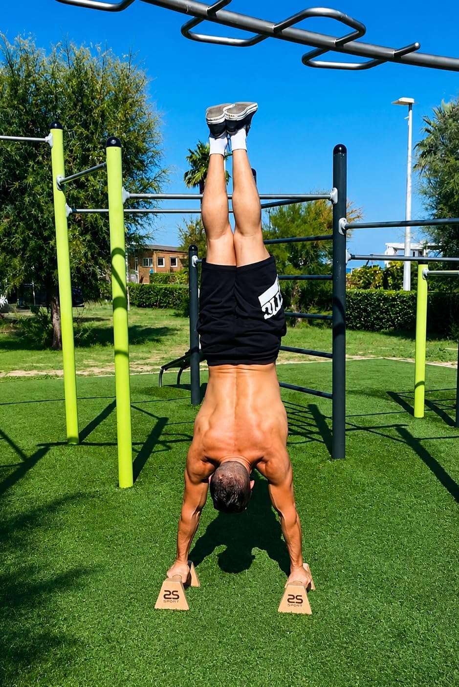 RS SPORT Calisthenics, Parallele aus Holz, niedrige Paralletten, Paralleline, Calisthenics, Push Up