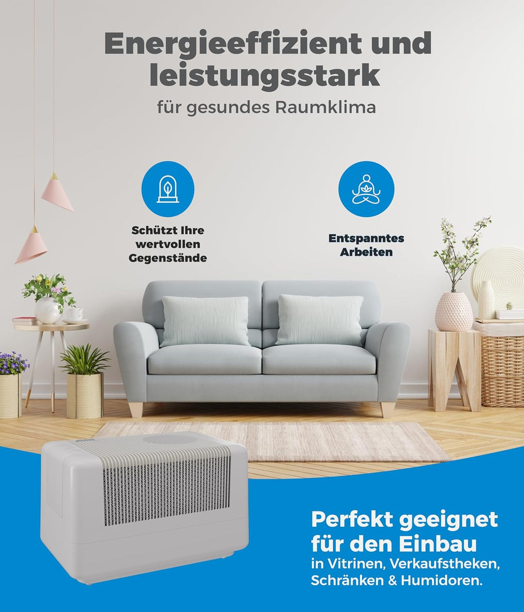 Brune® Luftbefeuchter B 125 – Kompakt und effizient für Räume bis 140 m³ – Verdunstung mit Filter fü