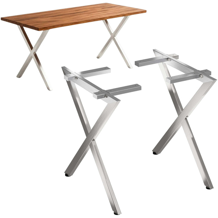 DanDiBo 2X Tischbeine Edelstahl 72 x 68 cm Tischgestell Höhenverstellbar 96678 Tischfüsse Möbelfüsse