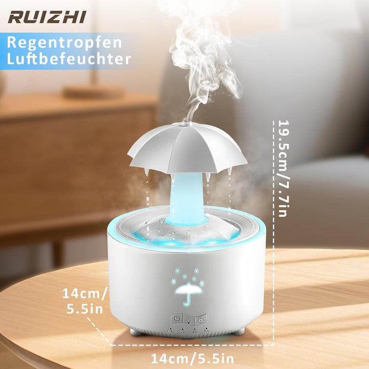 RUIZHI 300ML Luftbefeuchter Kinderzimmer, Regenschirm Luftbefeuchter mit Fernbedienung & Auto Abscha
