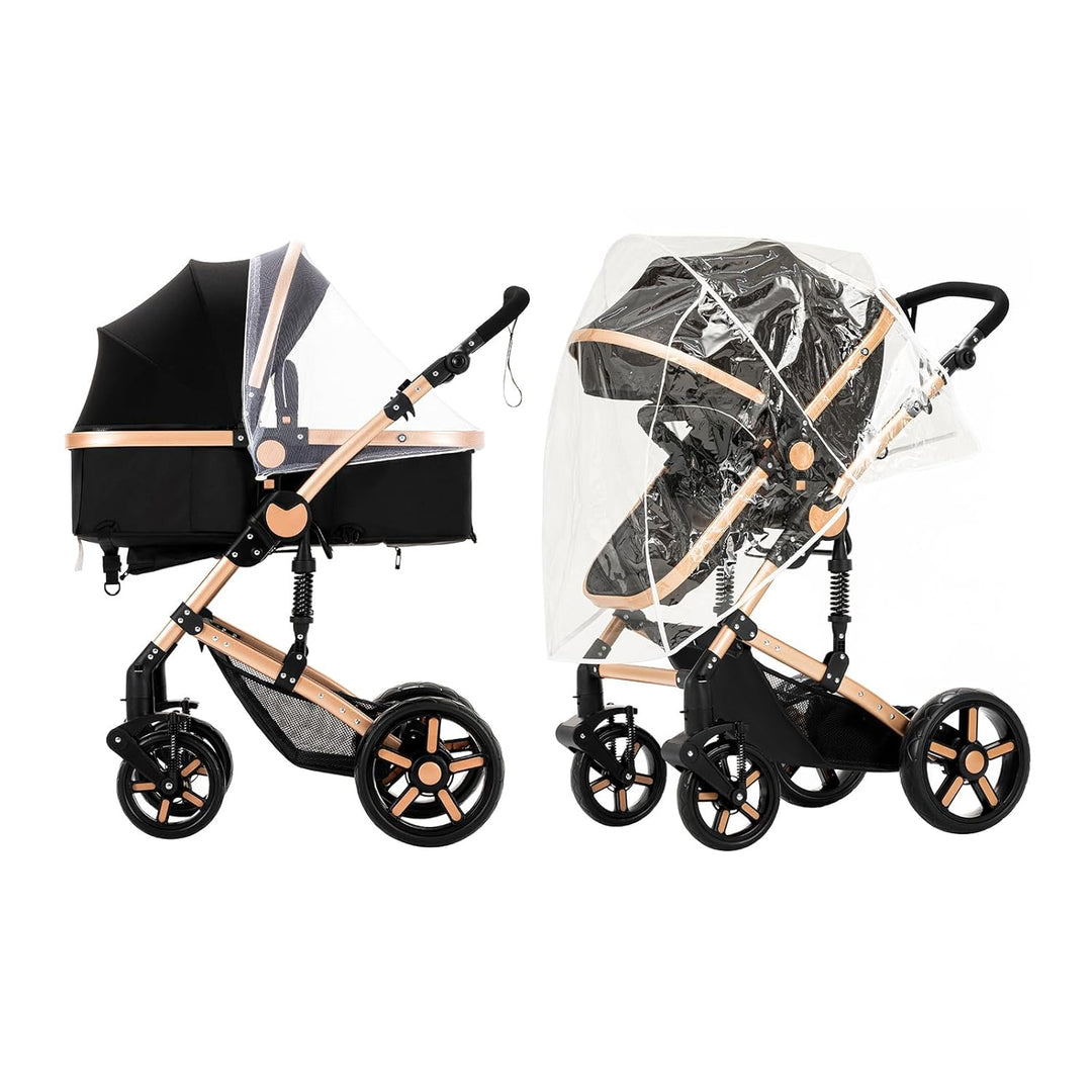MoLi Kinderwagen 3 in 1, Kinderwagen mit Umkehrbarem Doppelschiebemodus, Buggy mit Grosser Bequemer