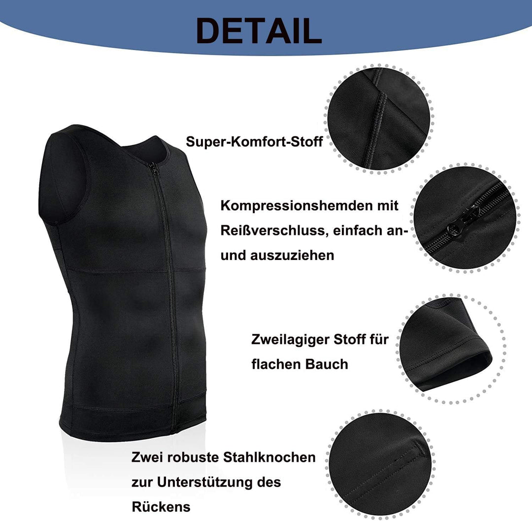 Gotoly Herren Unterhemden Shapewear Workout Tank Tops Figurformend Funktionsshirt Body Shaper Bauch