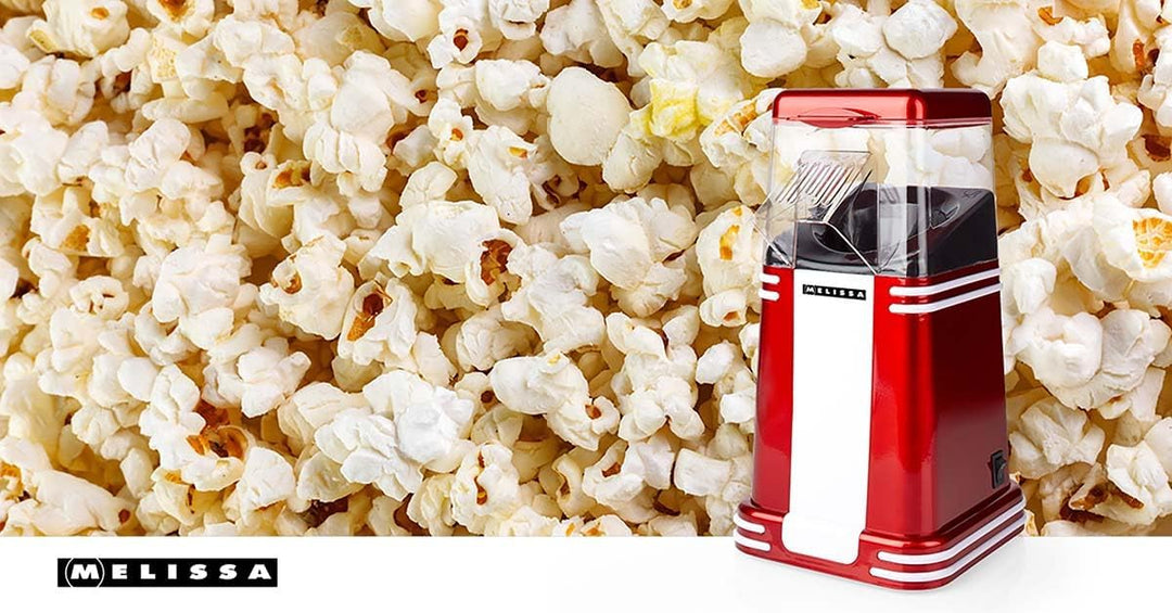 Melissa Retro Popcorn Maker 16310187 - Heissluft-Popcornmaschine 1200 W, 40-60 g pro Portion, in 2-4