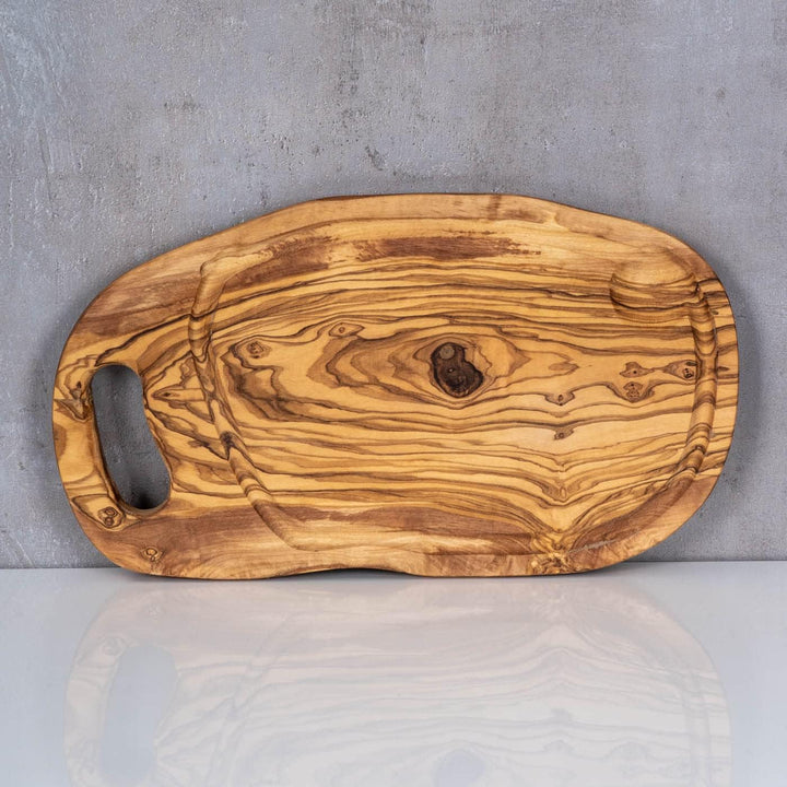 Schneidbrett ca. 36x20cm Olivenholz Steakbrett Braun Natur Saftrille Holzbrett Holzdeko Brettchen Sc