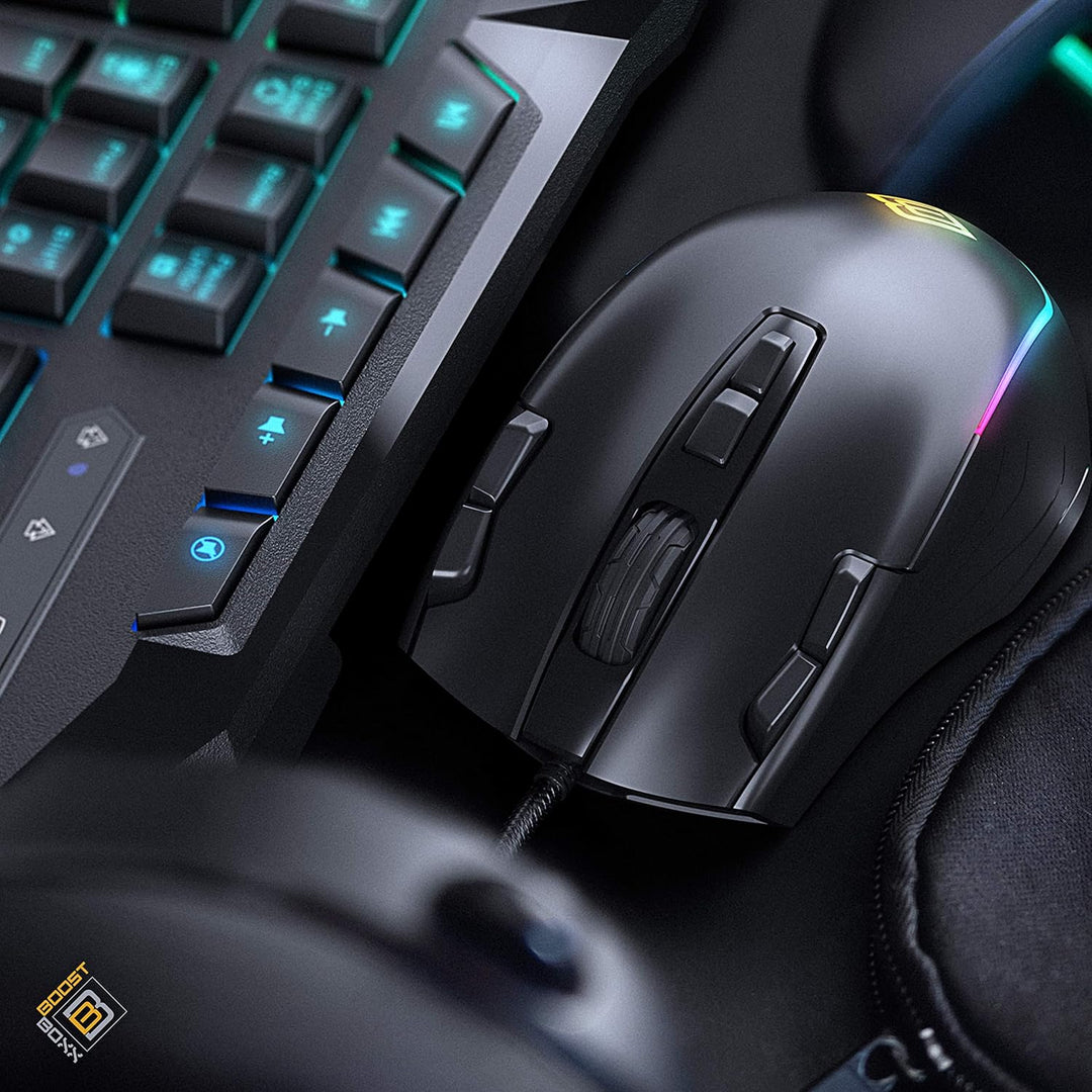 BoostBoxx Phobetor - Gaming Tastatur & Maus Set mit RGB-Beleuchtung - QWERTZ-Tastatur mit programmie