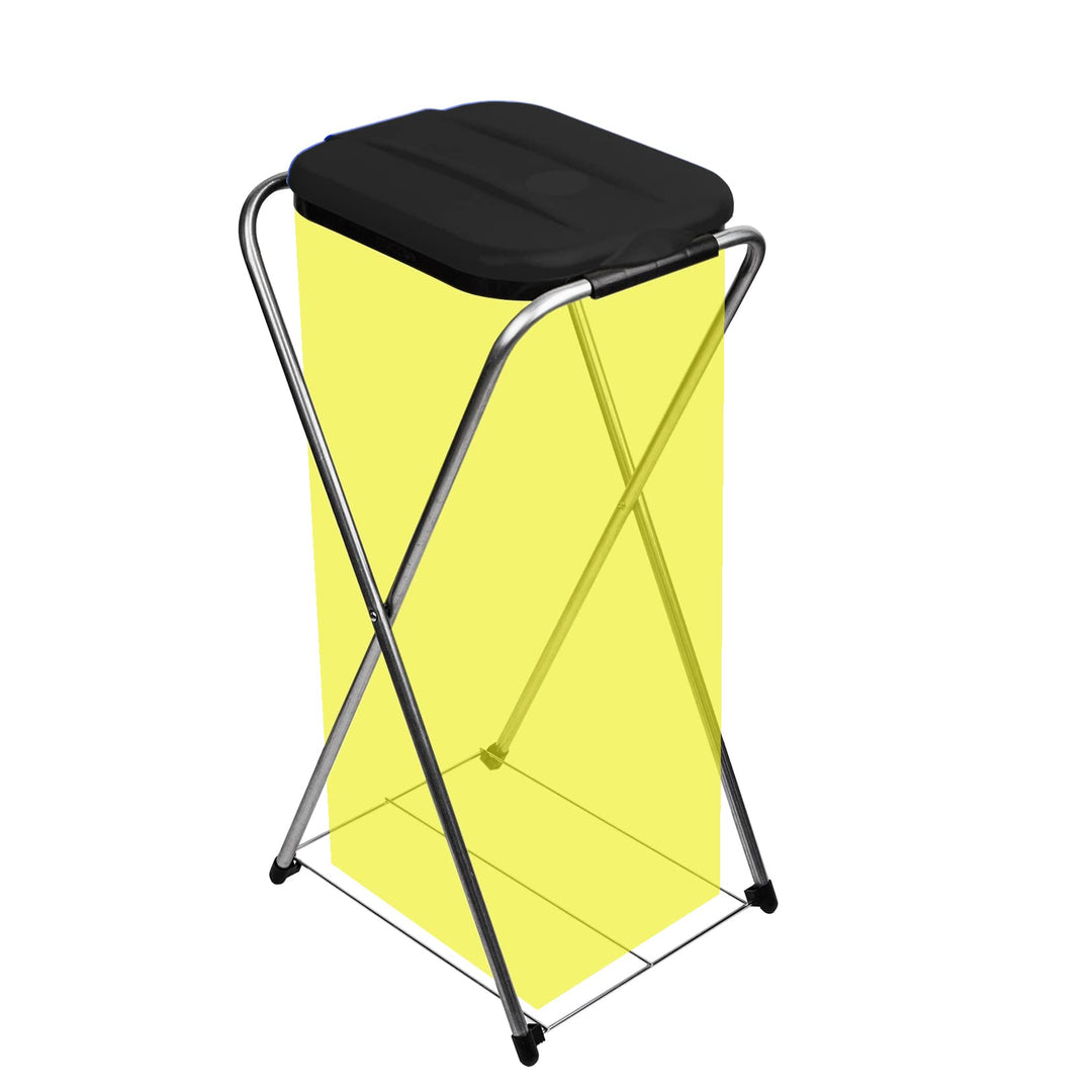 BigDean Müllsackständer EasyFix SCHWARZ 120L - Müllbeutelhalter mit Gitterboden - Müllsackhalter Met