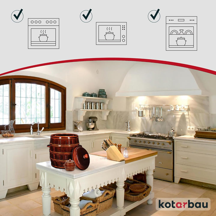 KOTARBAU® Gärtopf Steinguttopf 12 L Sauerkrauttopf Gurkentopf mit Deckel Einmachtopf Keramiktopf Ste