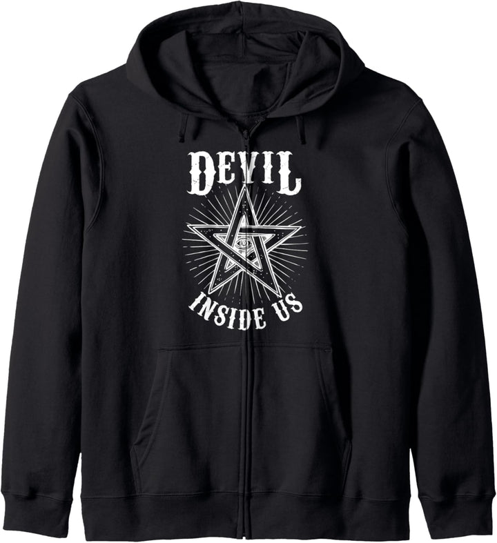 Devil Inside Us Satanic Gothic Pentagram Satanismus Devilish Kapuzenjacke