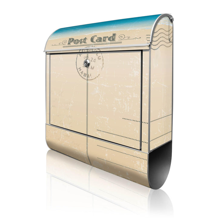 banjado® Design Briefkasten personalisiert mit Motiv Postkarte 39x47x14cm & 2 Schlüssel - Briefkaste