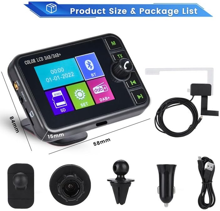 Hikity DAB+ Adapter Antennentuner für Autoradio Digital Empfänger Externe DAB Box Adapter Tuner Komp