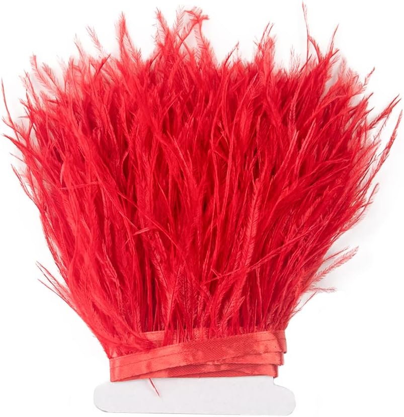 3 Yards 10–15 cm grosse rote Straussenfedern Trim Fransen für DIY Kleid Nähen Handwerk Kostüme Dekor