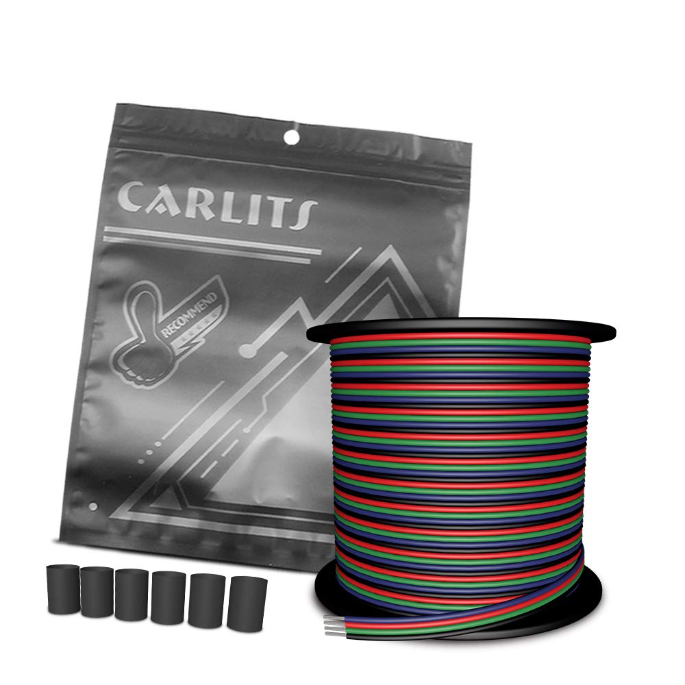 CARLITS 30M 22 AWG 4 Adriges RGB Verlängerungs Kabel Draht Leitung, 12/24V DC 4x0.3mm² 100ft LED Leu