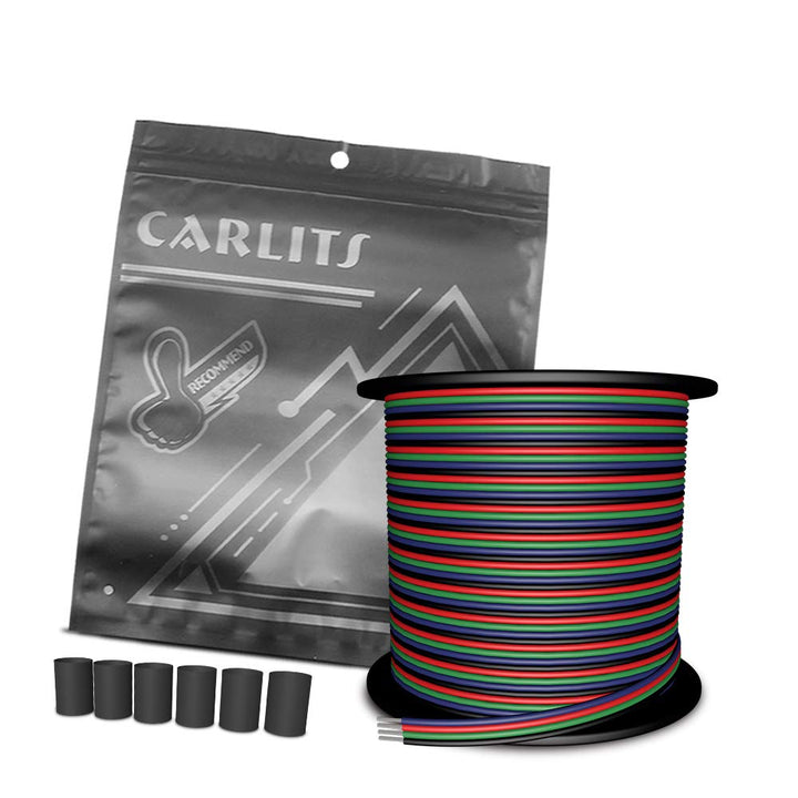 CARLITS 30M 22 AWG 4 Adriges RGB Verlängerungs Kabel Draht Leitung, 12/24V DC 4x0.3mm² 100ft LED Leu