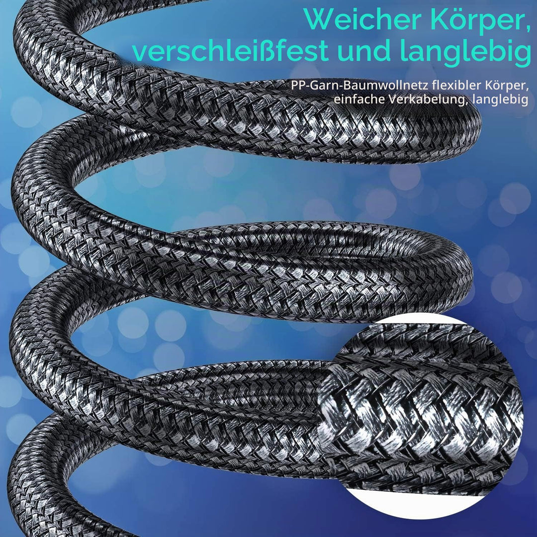 Twozoh 4K HDMI Kabel 2M 2 Stück, Geflochtenes Nylon HDMI auf HDMI Kabel Unterstützt 18Gbps 3D/4K@60H