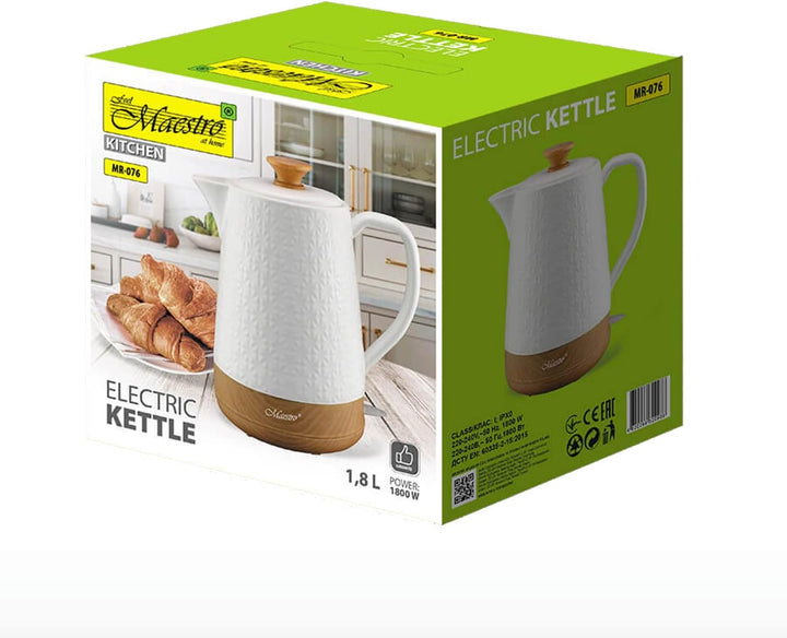 Feel MAESTRO MR-076 Wasserkocher, Keramik, Weiss, 2 l, 1800 W