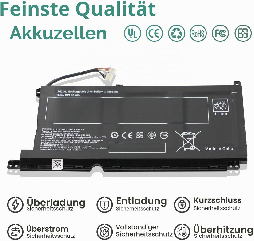 K KYUER 52.5Wh PG03XL Laptop Akku für HP Pavilion Gaming 15-dk0000 15-dk1000 15-dk2000 15-ec0000 15-