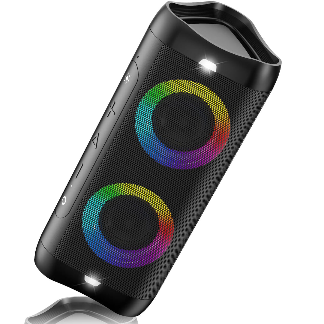 DONOW Bluetooth Lautsprecher mit Licht, 30W Stereo Sound, Musikbox Bluetooth Box mit IPX5 wasserdich