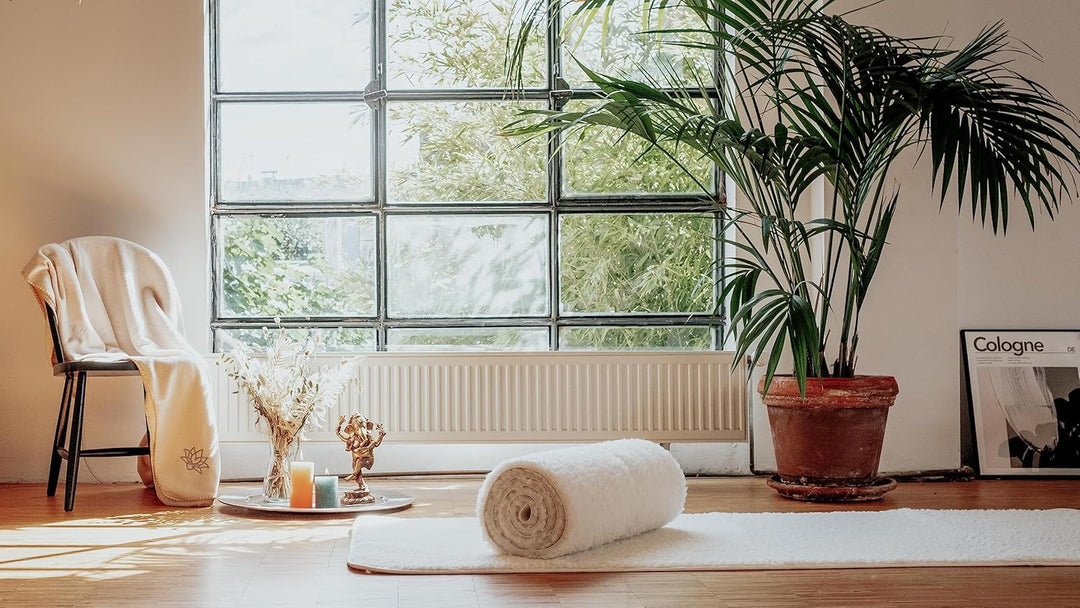 bodhi Schurwoll-Yogamatte Premium (umgesäumt) | Natur | Schurwollmatte | 100% Schafschurwolle (1200