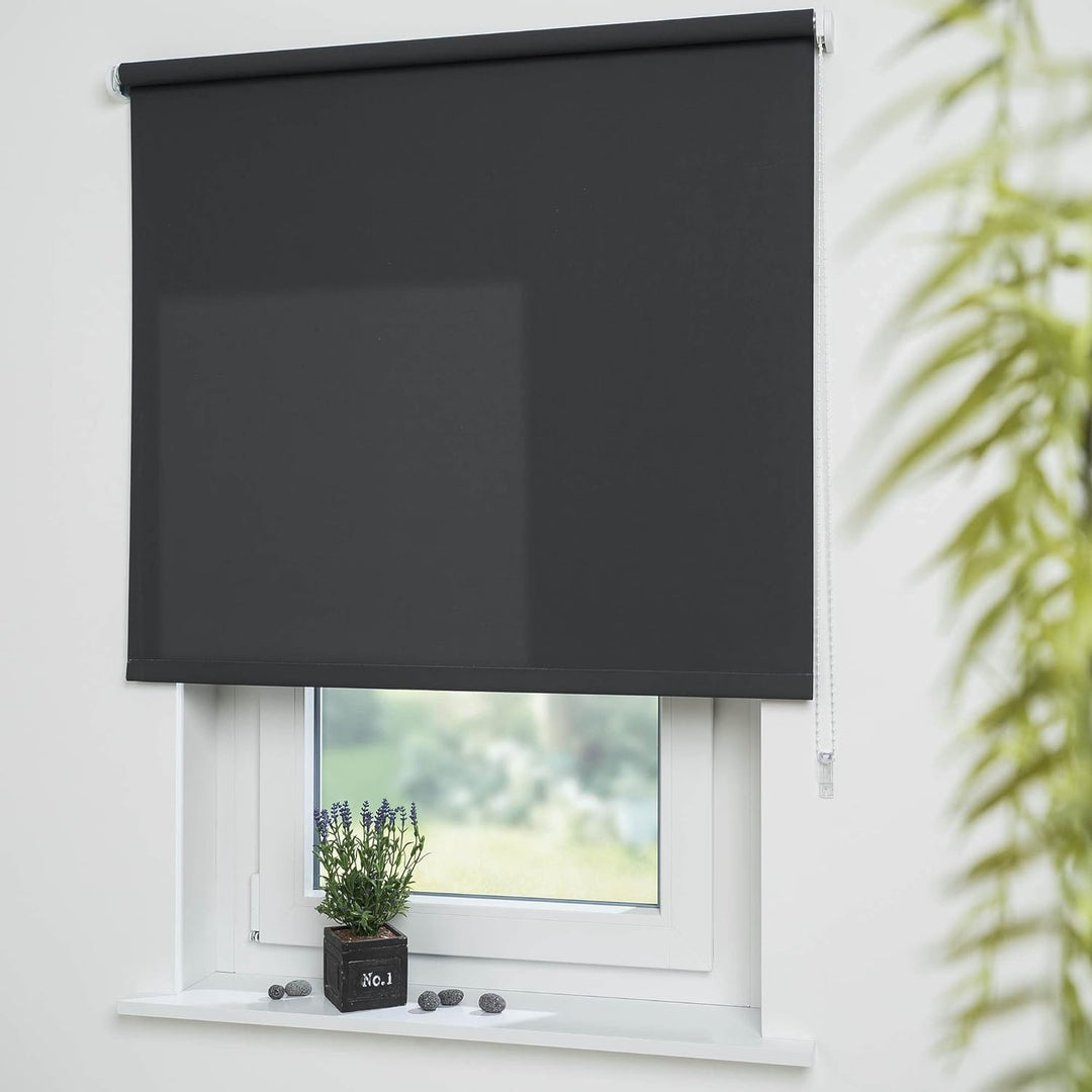Liedeco® Rollo, Fenster Rollo, Kettenzug-Rollo / 62 x 180 cm (Breite x Höhe), dunkelgrau/lichtdurchl