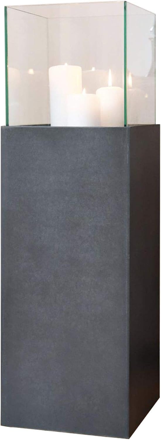 VIVANNO Windlicht-Säule Kerzenständer Deko-Laterne Candela Beton-Optik Anthrazit 80 cm hoch 25x25x80