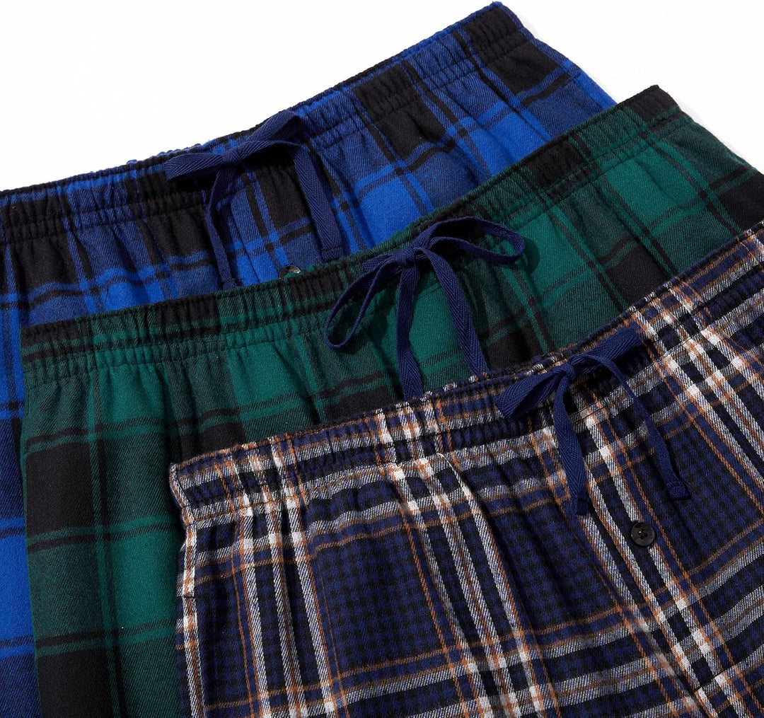JupiterSecret Weihnachten Herren Flanell Pyjamahose lange Pyjamahose für Männer Nachtwäsche 3 Packs