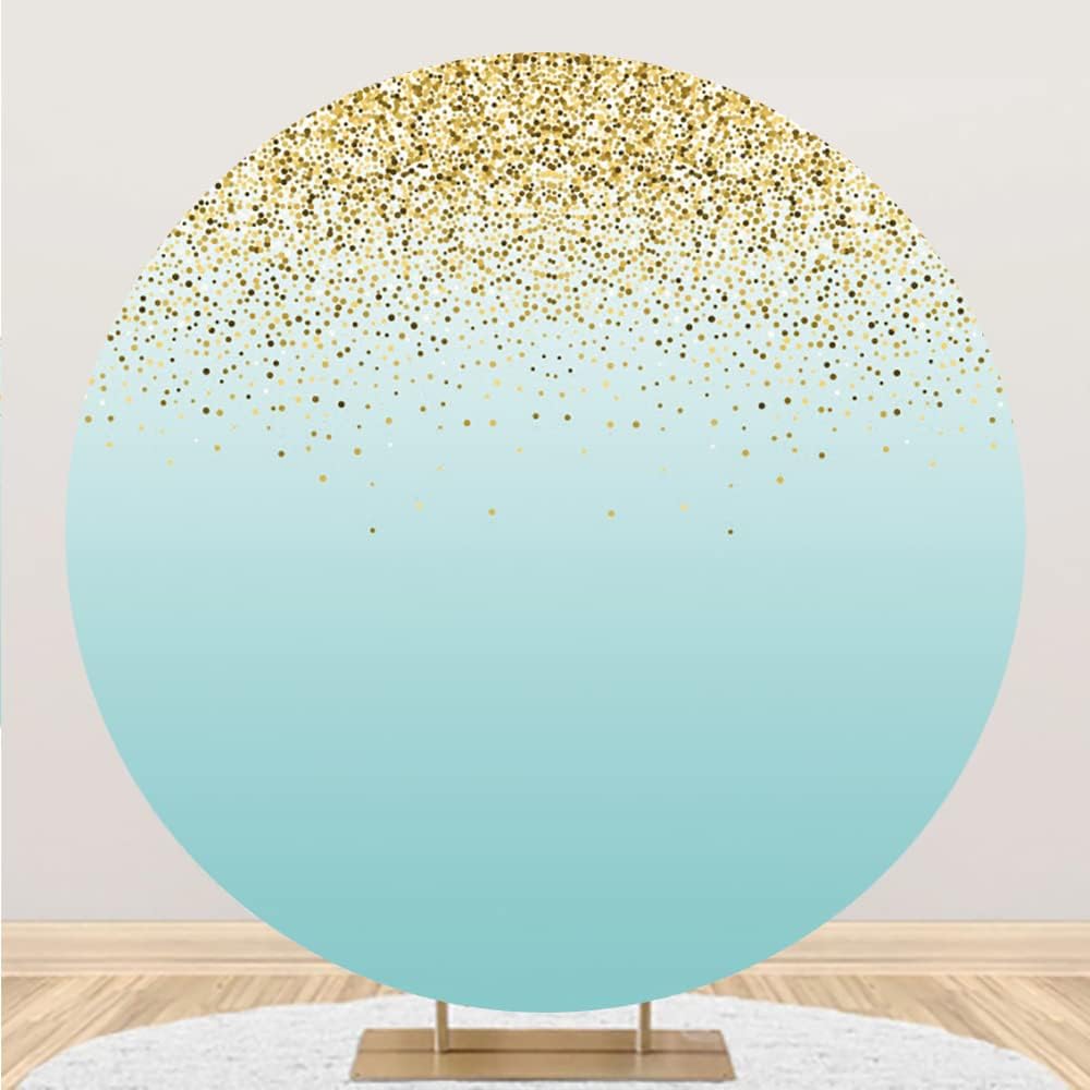 Renaiss 2x2m Goldglitter blau Runde Kulisse Polyester-Gewebe Runde Kulissenabdeckung Fotografie-Hint