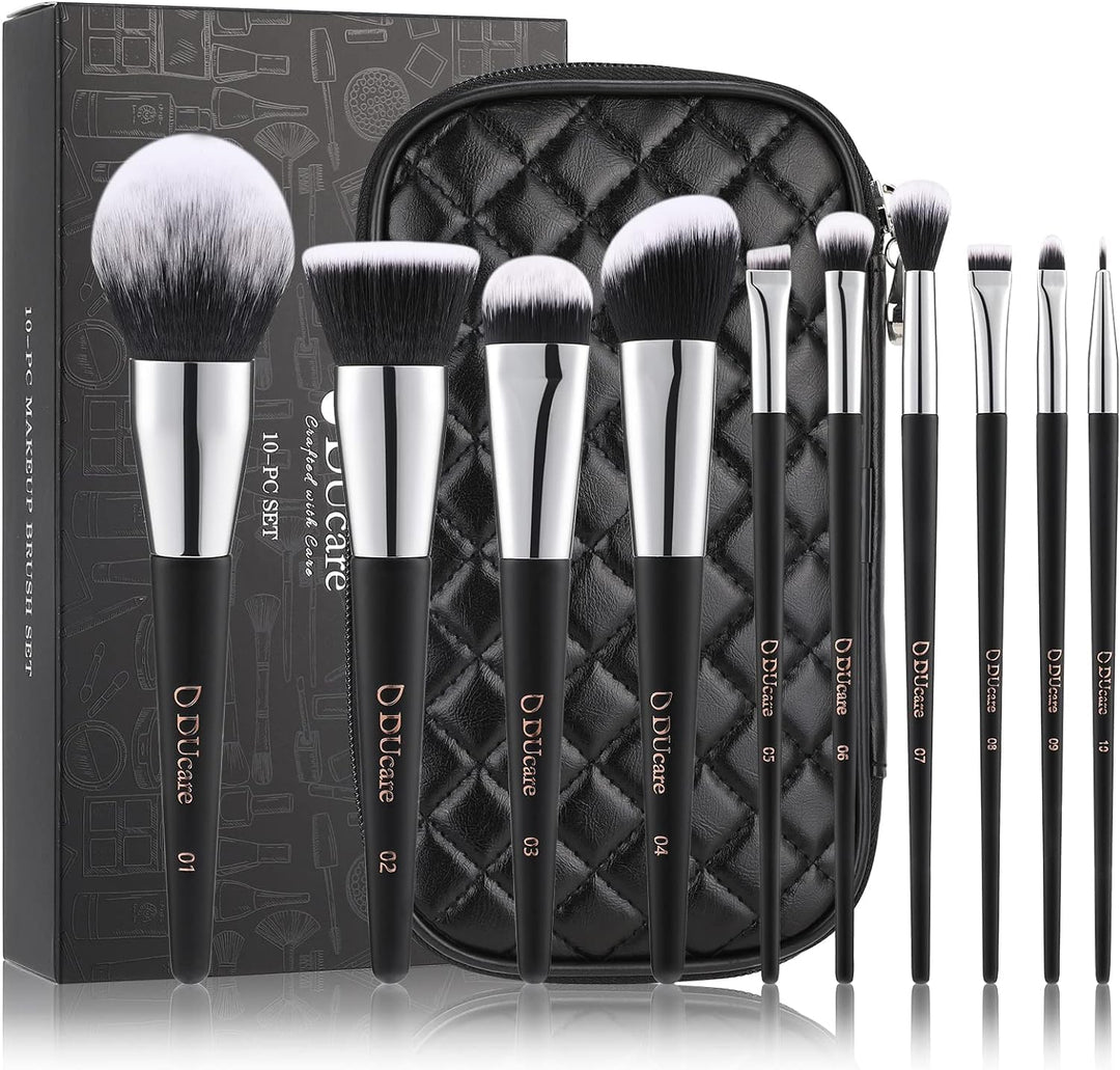 DUcare Make up Pinsel Set 10 Stücke professionelle Schminkpinsel set Mit Kosmetiktasche Premium Synt