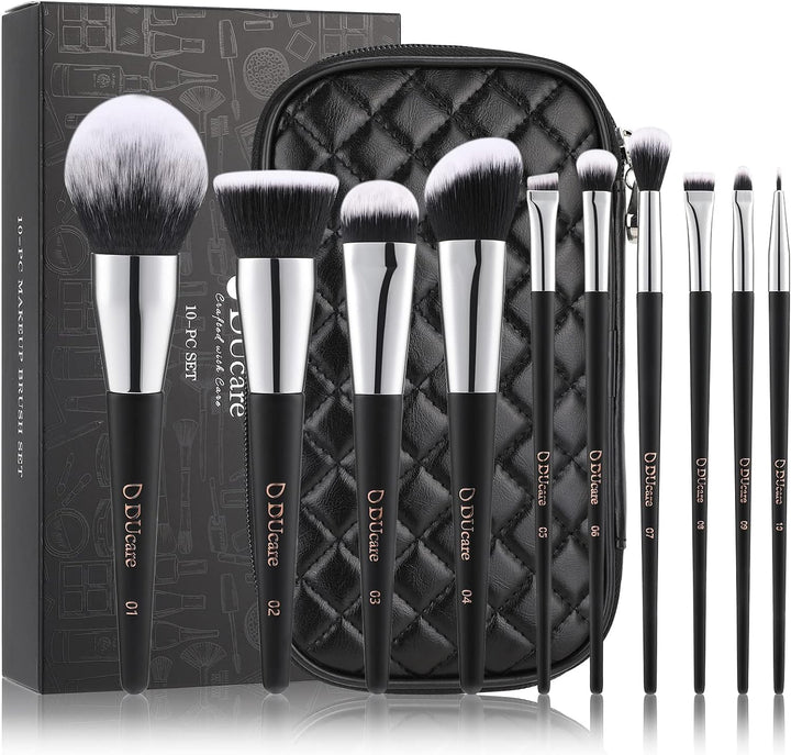 DUcare Make up Pinsel Set 10 Stücke professionelle Schminkpinsel set Mit Kosmetiktasche Premium Synt