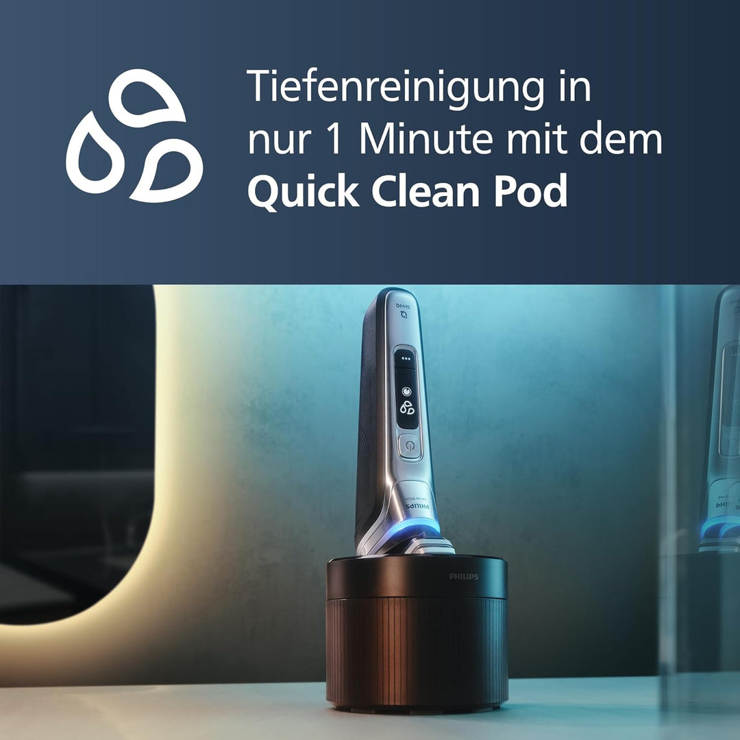 Philips Shaver S9000 – Elektrischer Nass-& Trockenrasierer für Männer, Dunkelchrom, Lift & Cut Syste