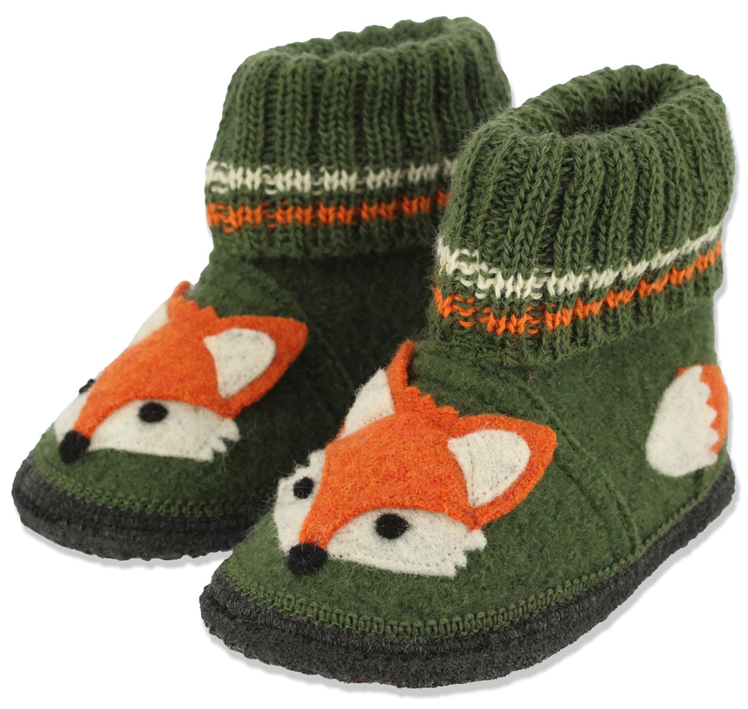 Beck Jungen Fuchs Hausschuh 24 EU Grün, 24 EU Grün