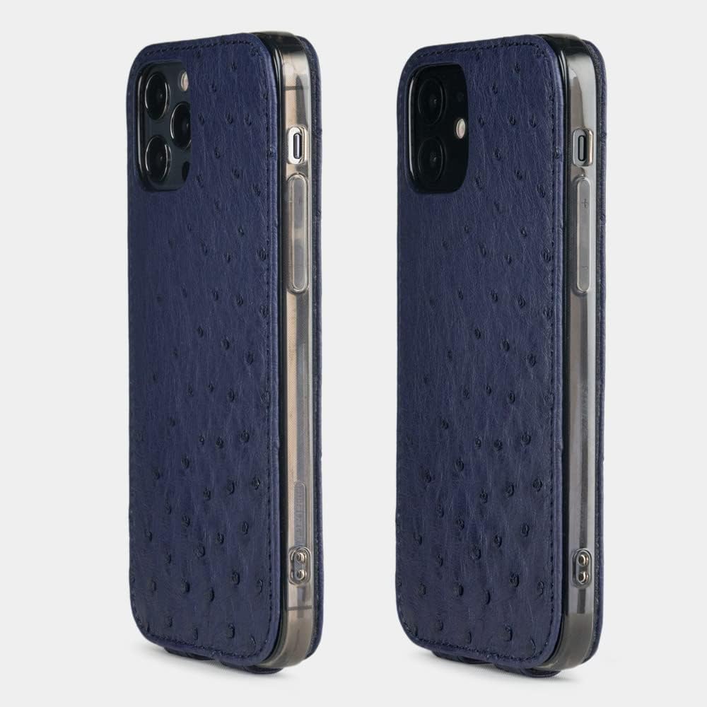 Marcel Robert - LederHülle für iPhone 12 Mini - Patentiertes Modell - hergestellt aus echten Strauss