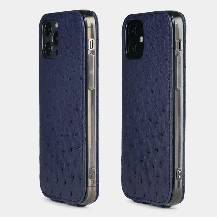 Marcel Robert - LederHülle für iPhone 12 Mini - Patentiertes Modell - hergestellt aus echten Strauss
